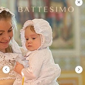 Beautiful baptismal bonnet, handmade with ribbon tie